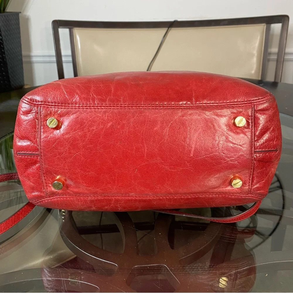 Michael Kors Alexis Medium Leather Satchel Caramel Red
